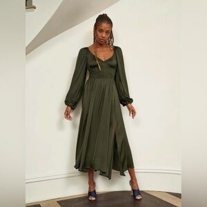 La Ligne - Samantha green satin Dress